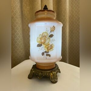 Vintage Floral Lantern with Gold/Brass and Cream Accents